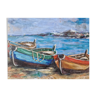Peinture à l'huile sur bois marine