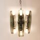 Glass and chrome suspension light in Fontana Arte style by Veca Murano, Italy.