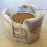 Four marble coasters with holder