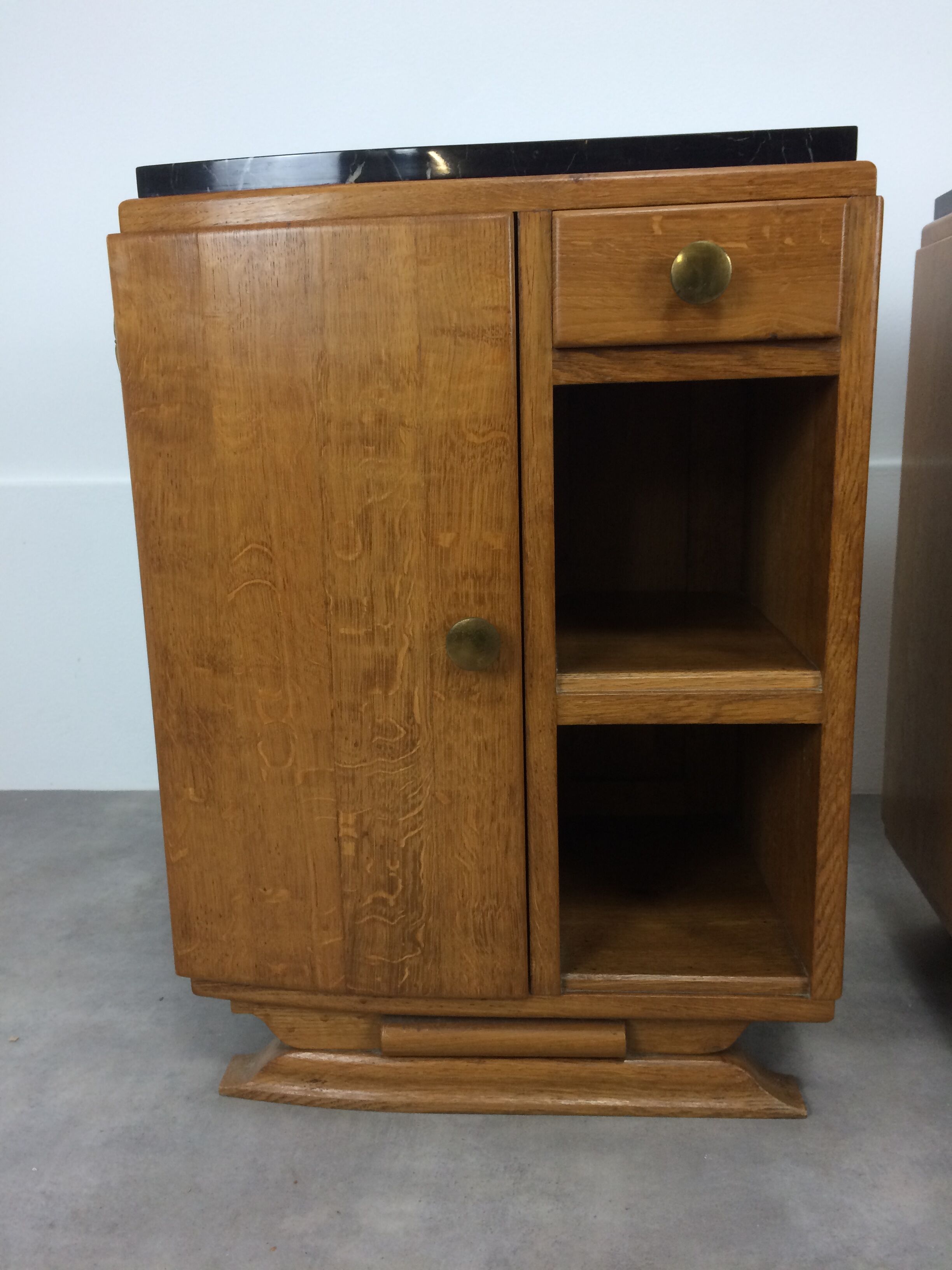 Pair of bedside tables art deco style marble black portor