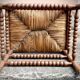 Antique Bobbin armchair with straw seat