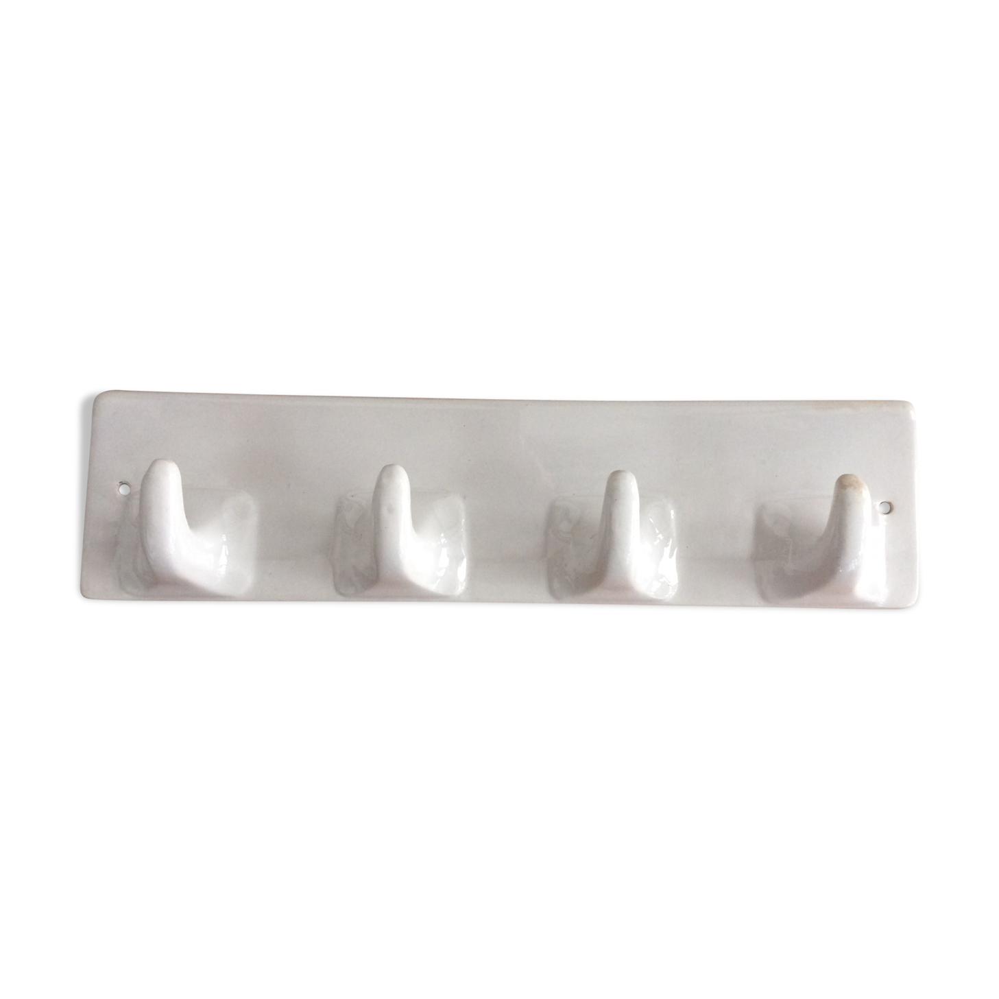 4-hook white ceramic patère