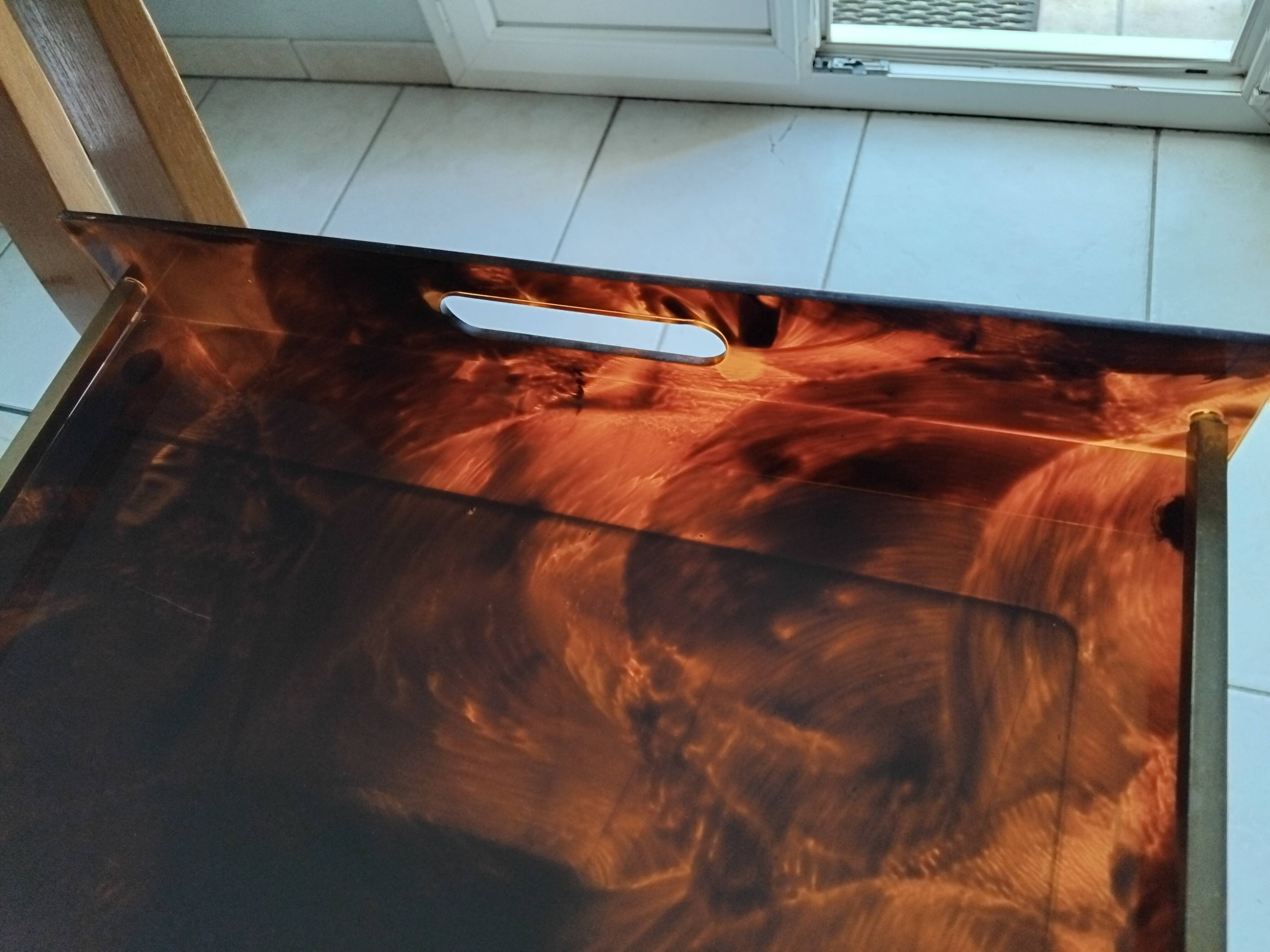 Vintage maison mercier tray in tortoiseshell lucite