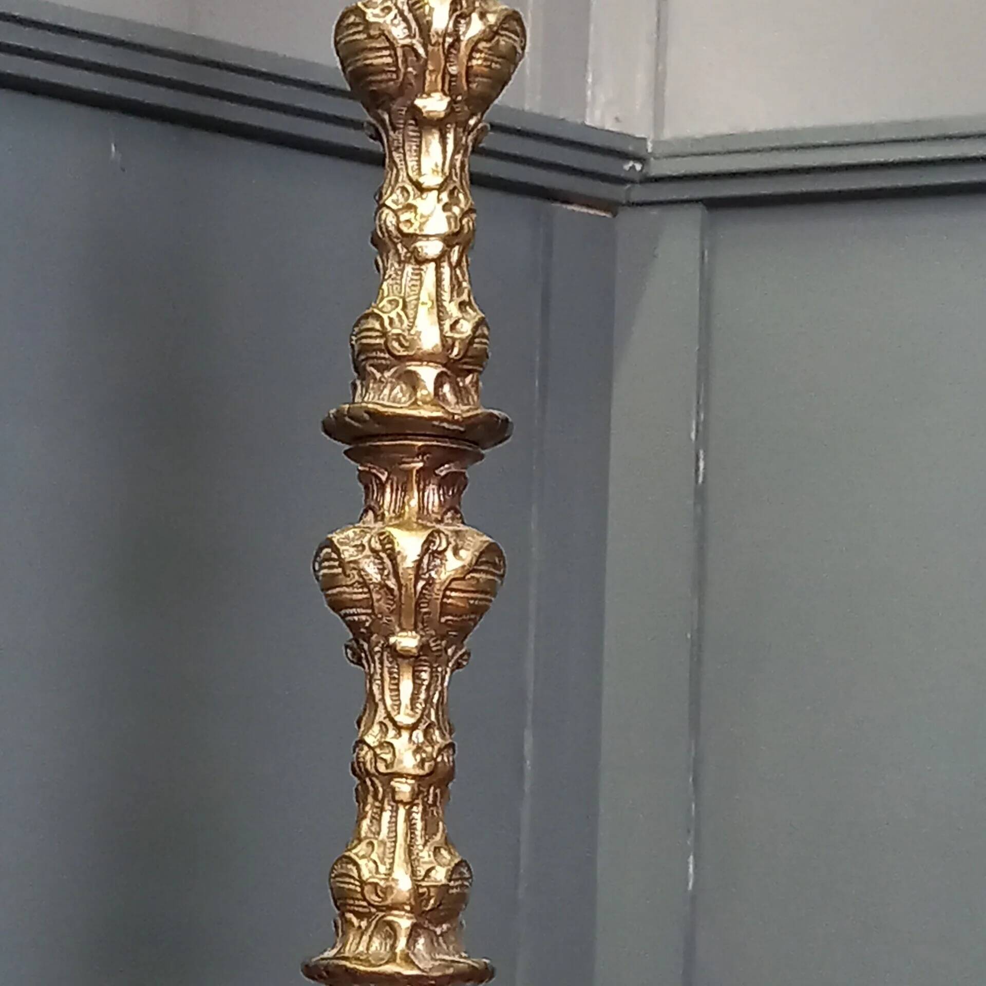 French Baroque standing bronze floor lamp