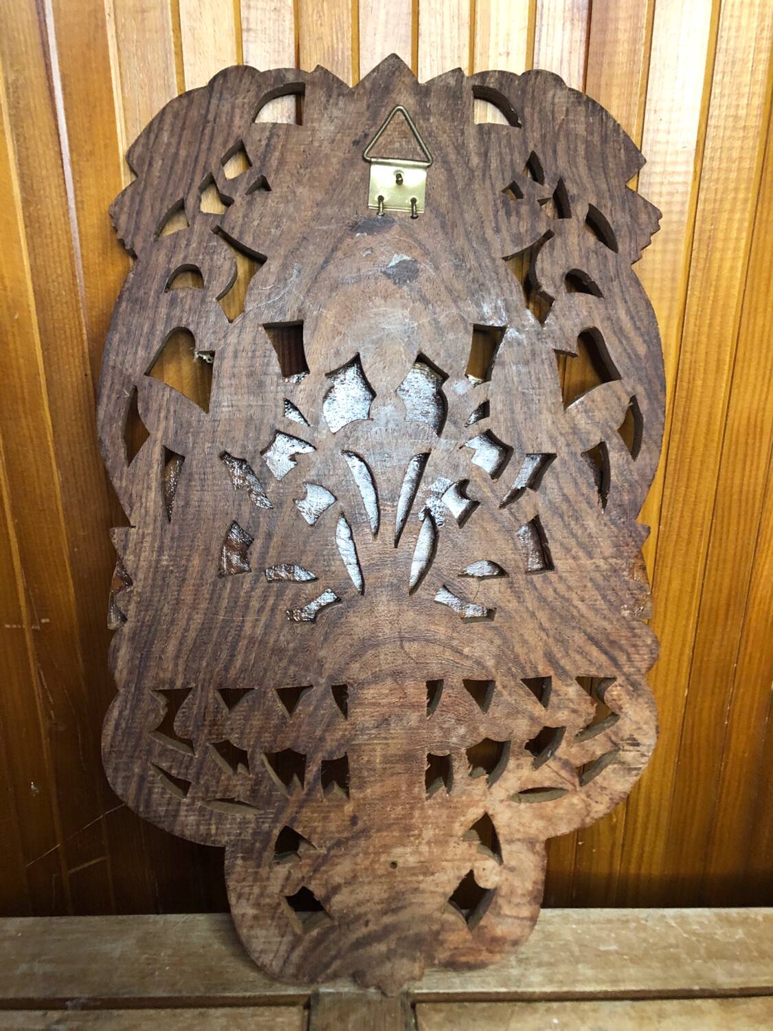 Carved wood shelf vintage birds & flowers decor