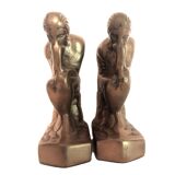 Paire de serre-livre "penseur" laiton