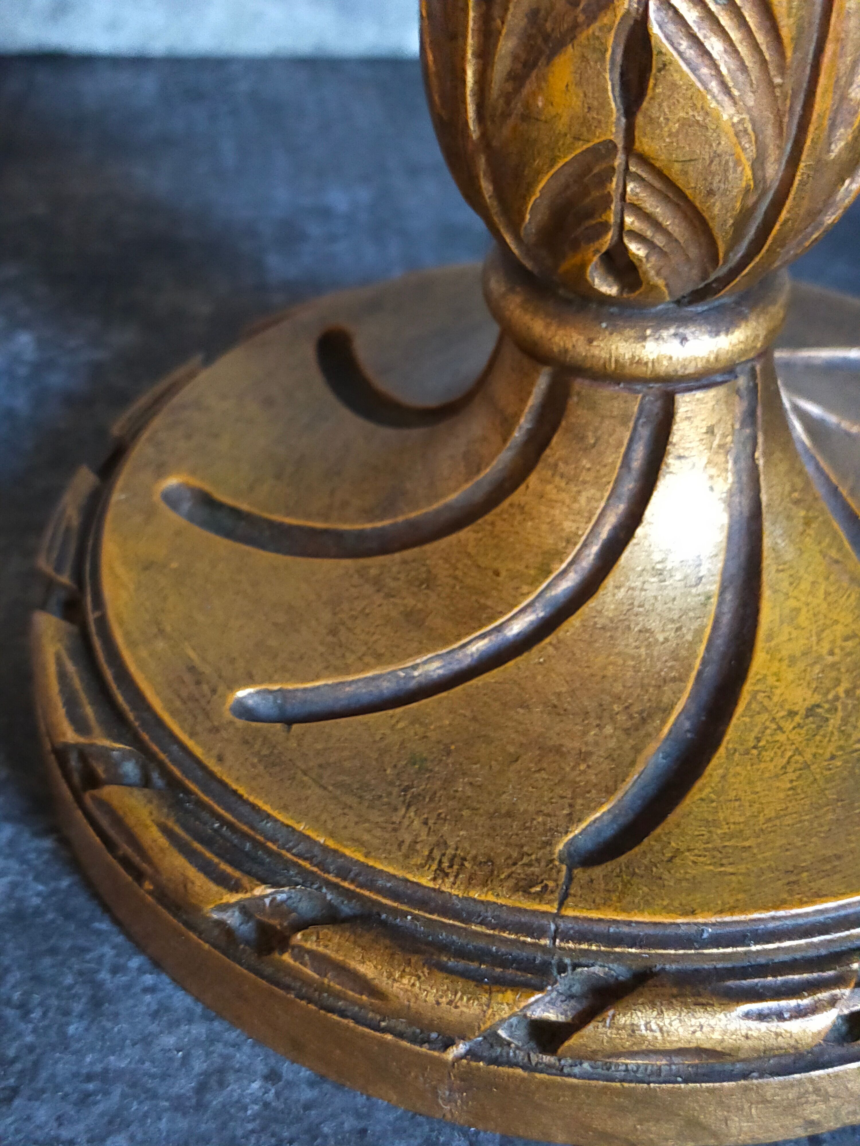 Lamp foot turned carved antique patina