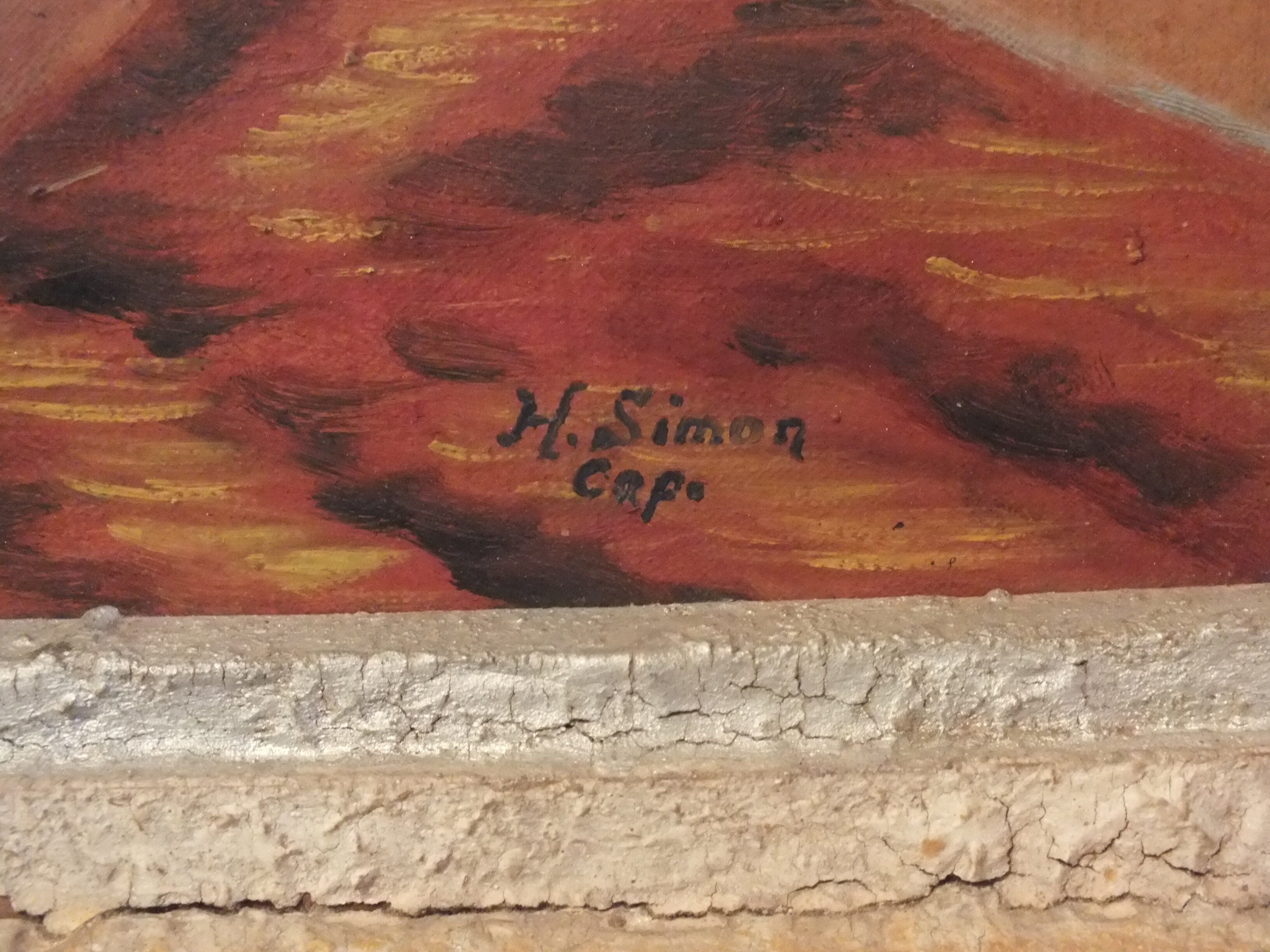 Oil painting on canvas signed H.Simon Bouquet of flowers 1930