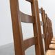 Set of 6 rustic oak ladder-back chairs with rush seats, France, 20th centur