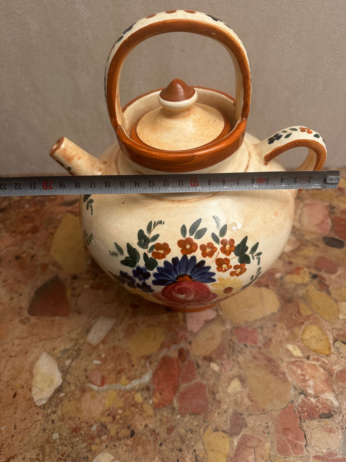 Gargoulette / Jug signed Longchamp - Hand-painted ceramic - Vintage