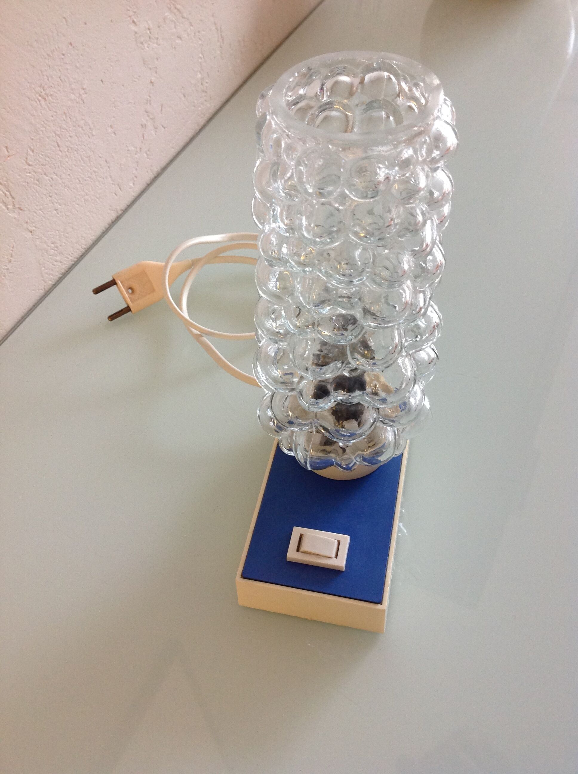 Bubbled glass bedside lamp by Helena Tynell 60/70