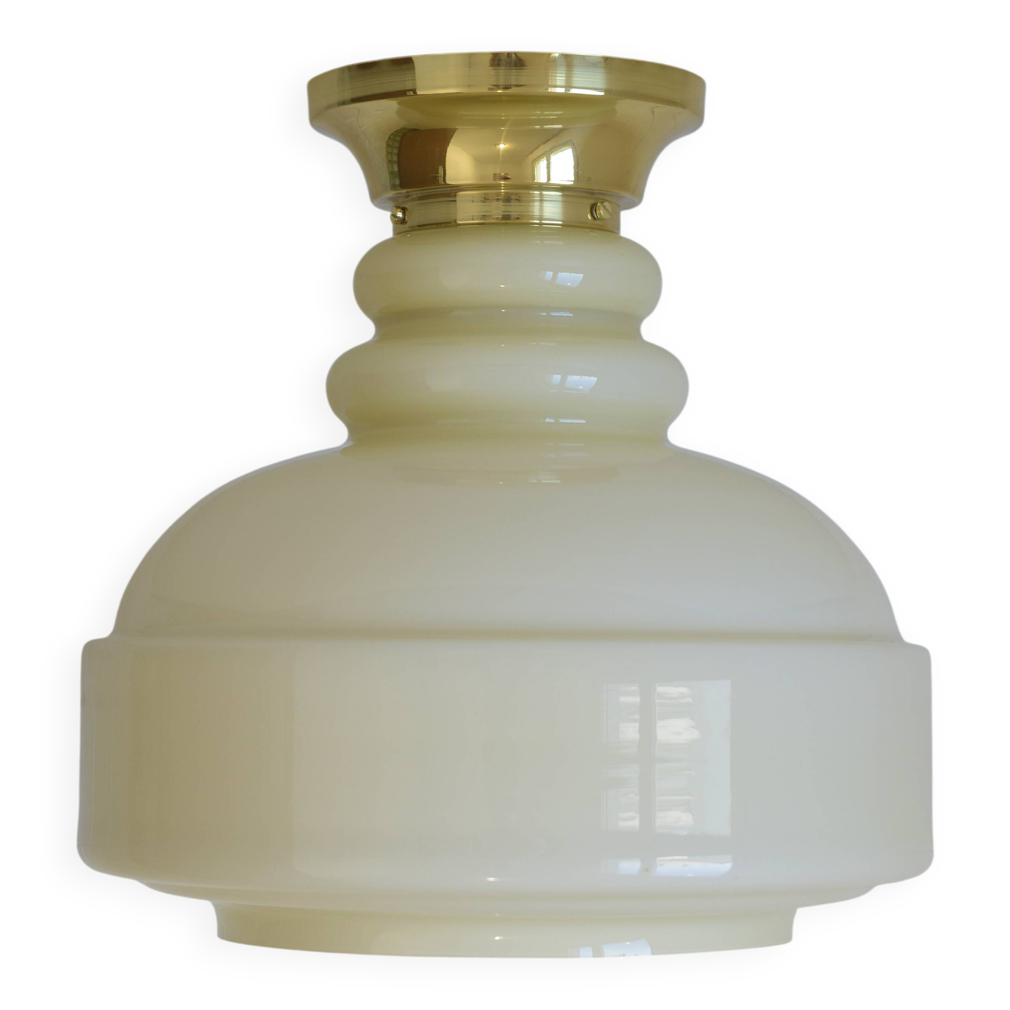 Vintage Ceiling Light Beige Glass Semi Flush Mount Lighting Redesign 1970's