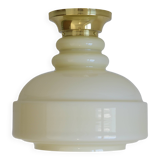 Vintage Ceiling Light Beige Glass Semi Flush Mount Lighting Redesign 1970's