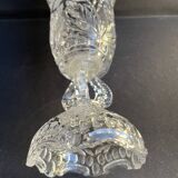 Polished and frosted molded crystal vase – Mid-20th century