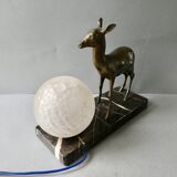 Art Deco lamp with a doe and its original glass globe