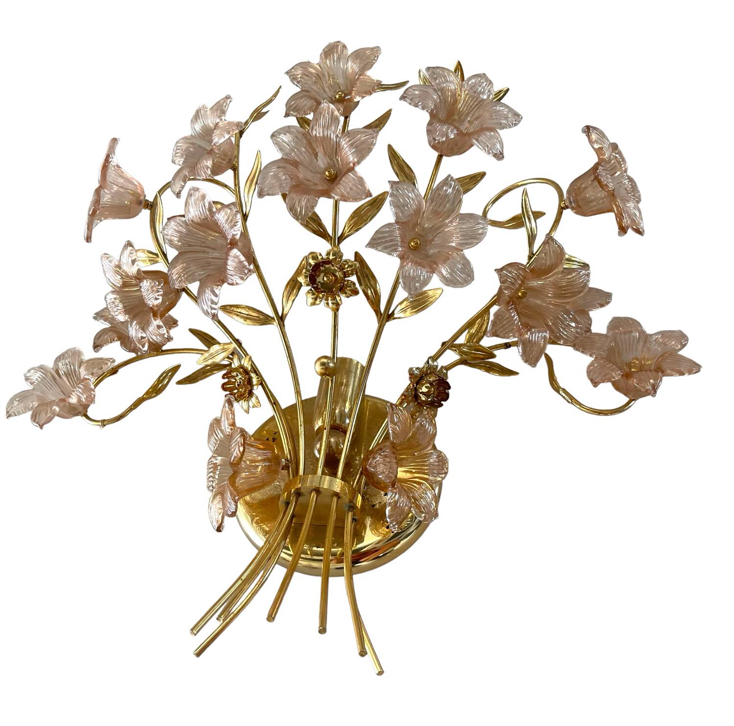 Large Single Pink Murano Flower Sconce 1980’s