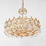 Golden brass chandelier, Sciolari design by Palwa, Germany, 1970s