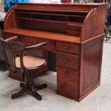 American cylinder desk or Roll Top Desk, solid pine, 10 drawers, good condition 140x60