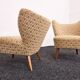 Ensemble canapé et fauteuil cocktail suédois, années 1950 – Dossier courbé