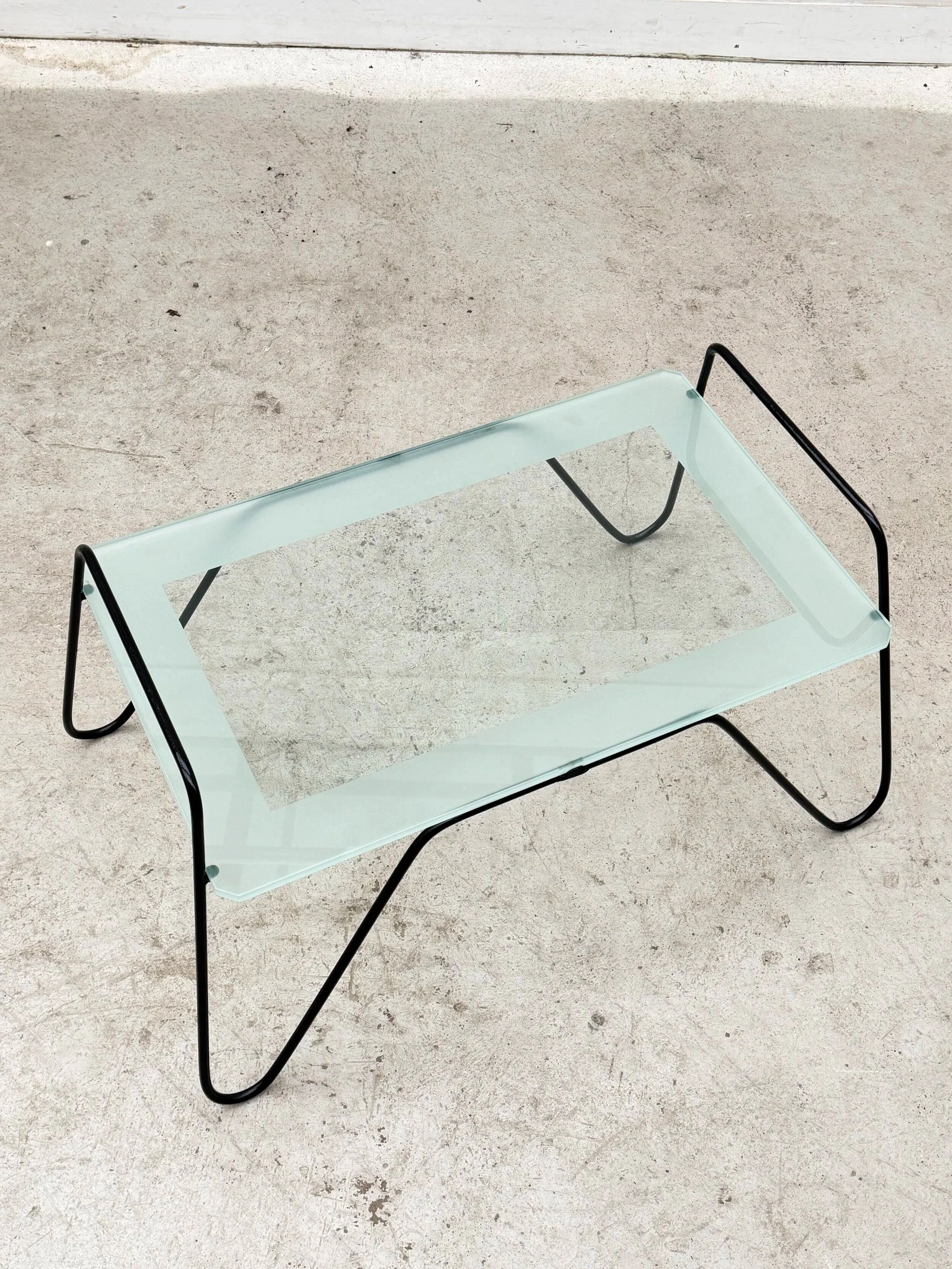 Metal and glass coffee table, France 1950