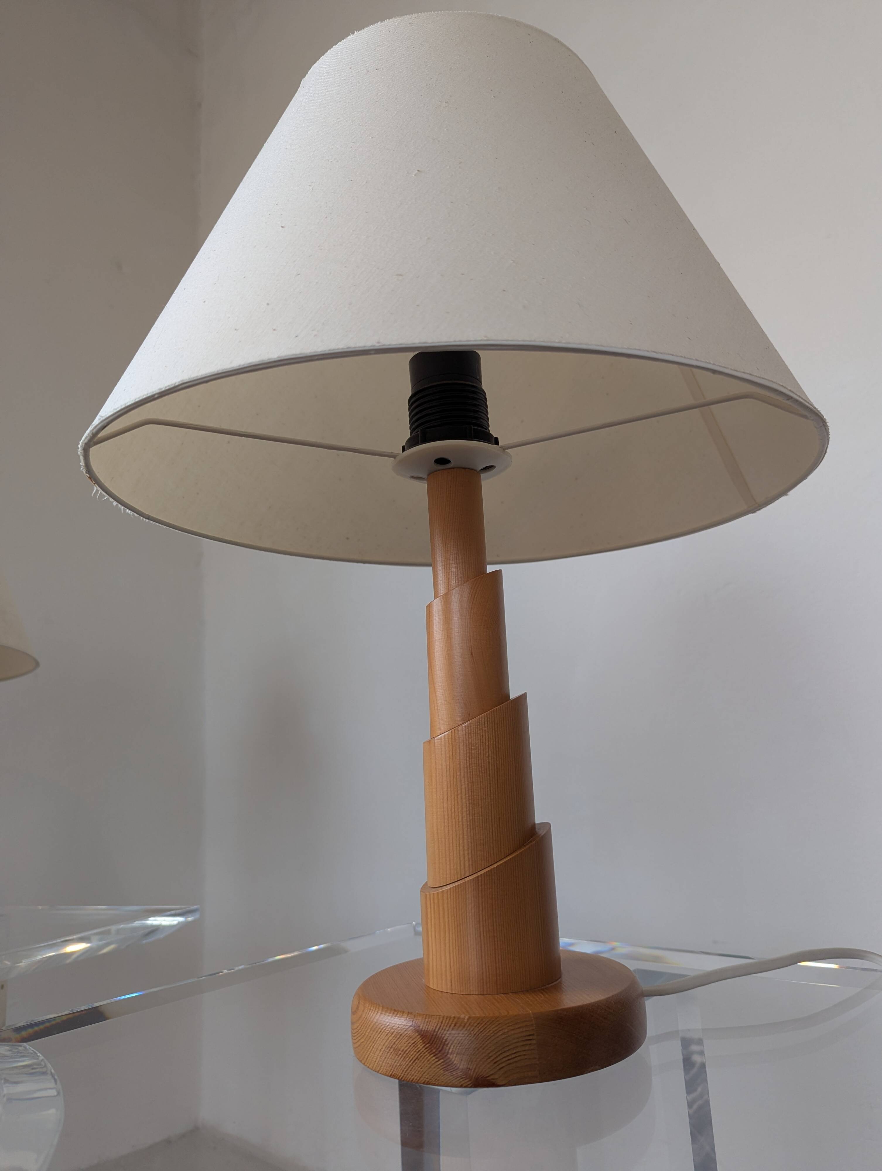 Pair of pine lamps, 1980s