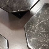 Italian Trio of Black Carrara Marble Side Tables with Oblique Angle, 1970s.