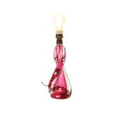 Lampe de table en cristal rose Val Saint Lambert Swirl Sixties