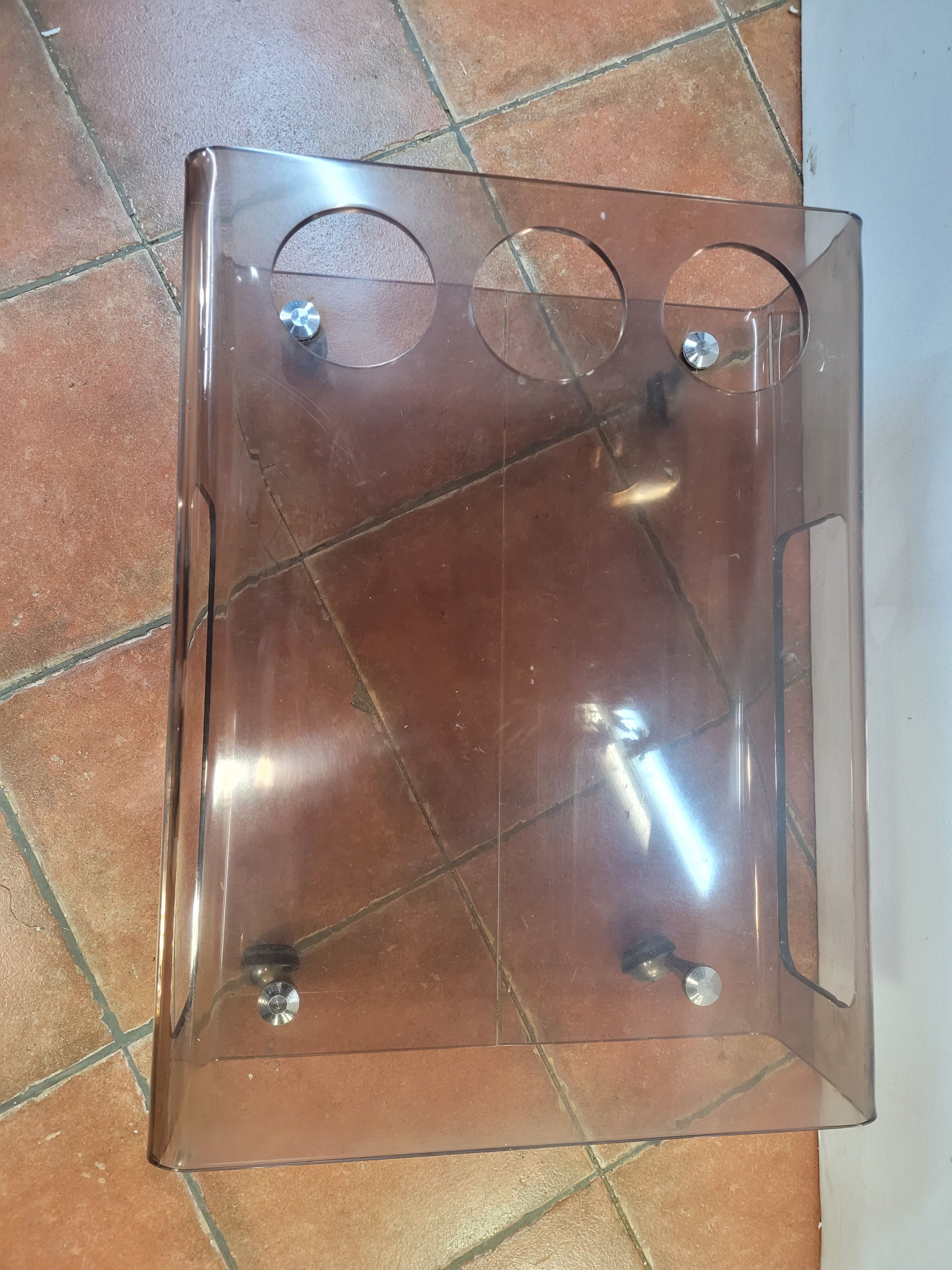 Smoked plexiglass coffee table from the 70s
