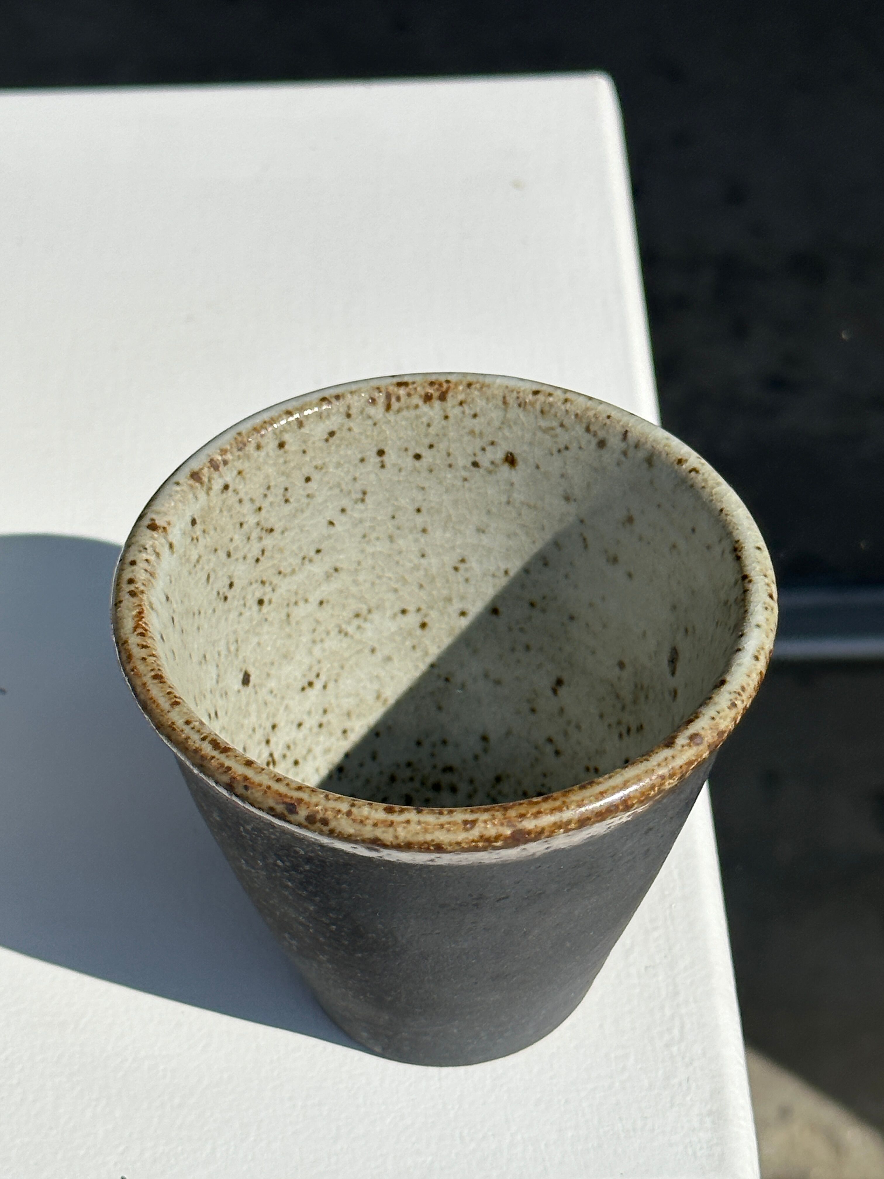 Set of 3 cups / mug in Indonesian ceramic (black, matte brown & speckled glazed)