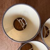 3 abats-jours en toile de Jouy grise et beige