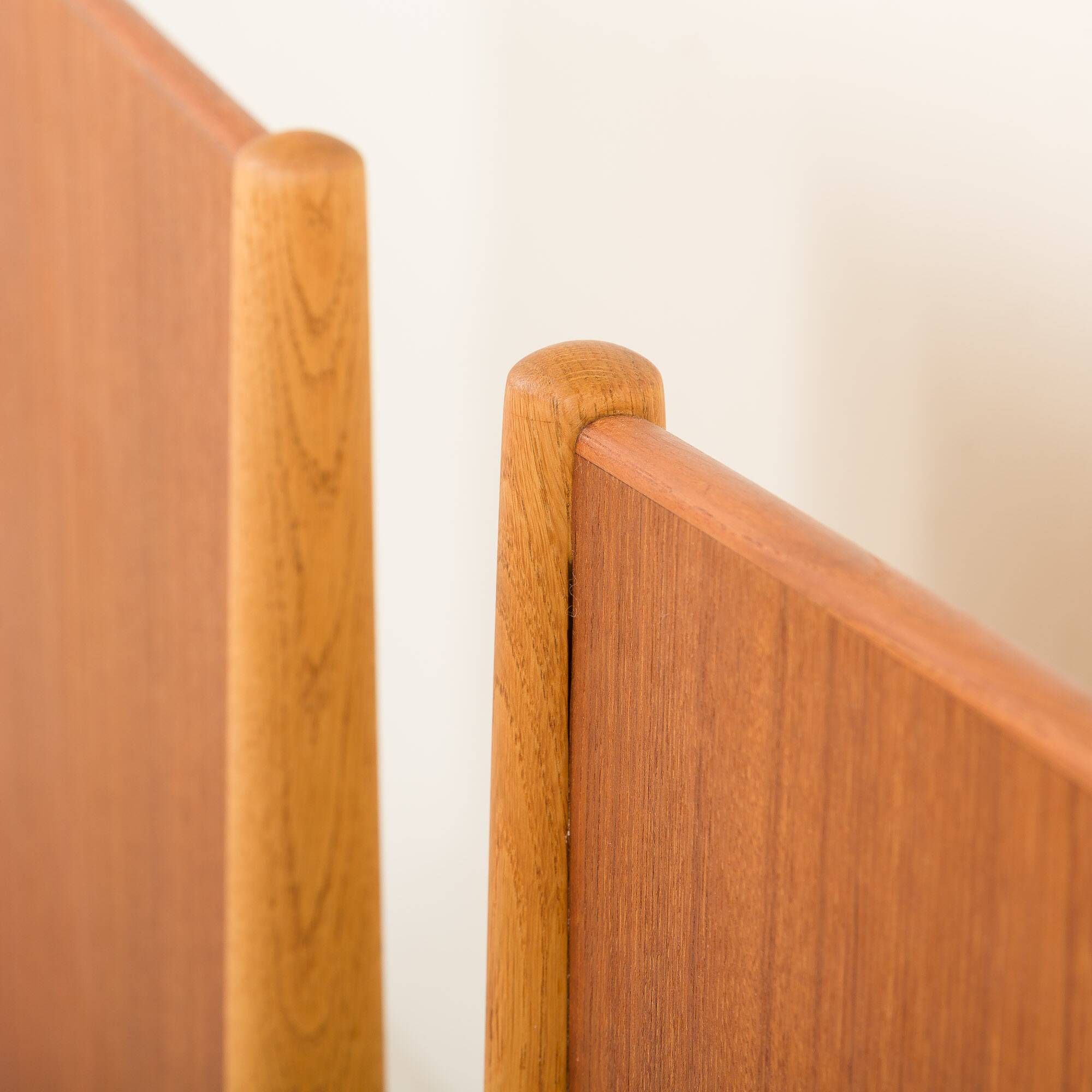 Danish modern teak, oak and cane beds in Hans Wegner style, set of 2 1960s