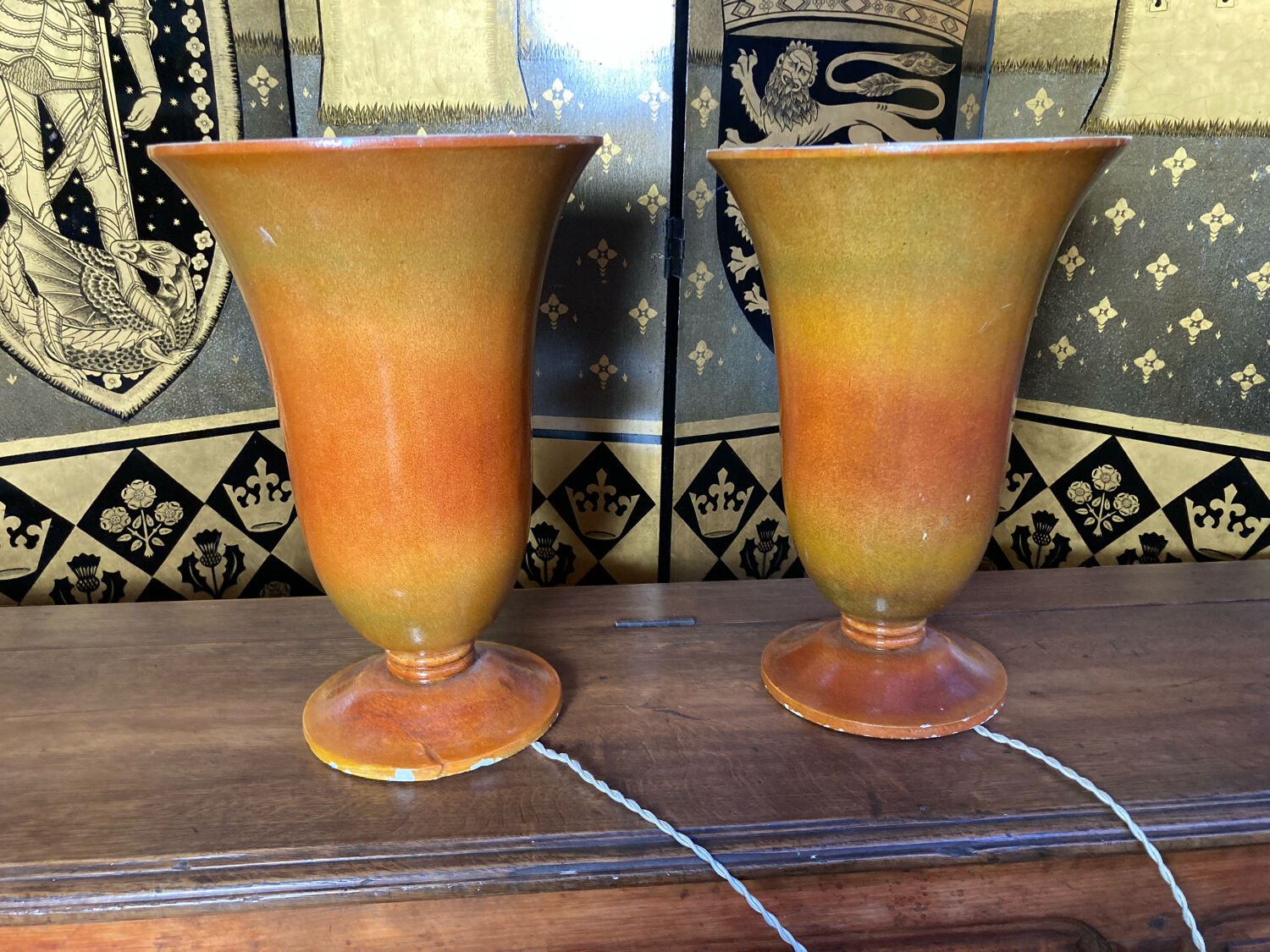Pair of ceramic art deco lamps
