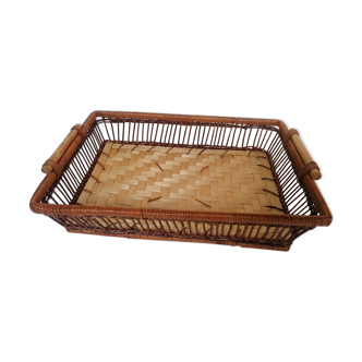 Wicker basket tray