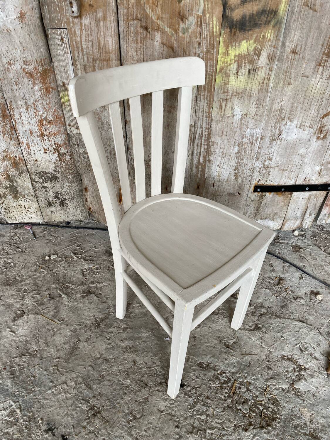 Vintage white wood baumann bistro chair old style #d541