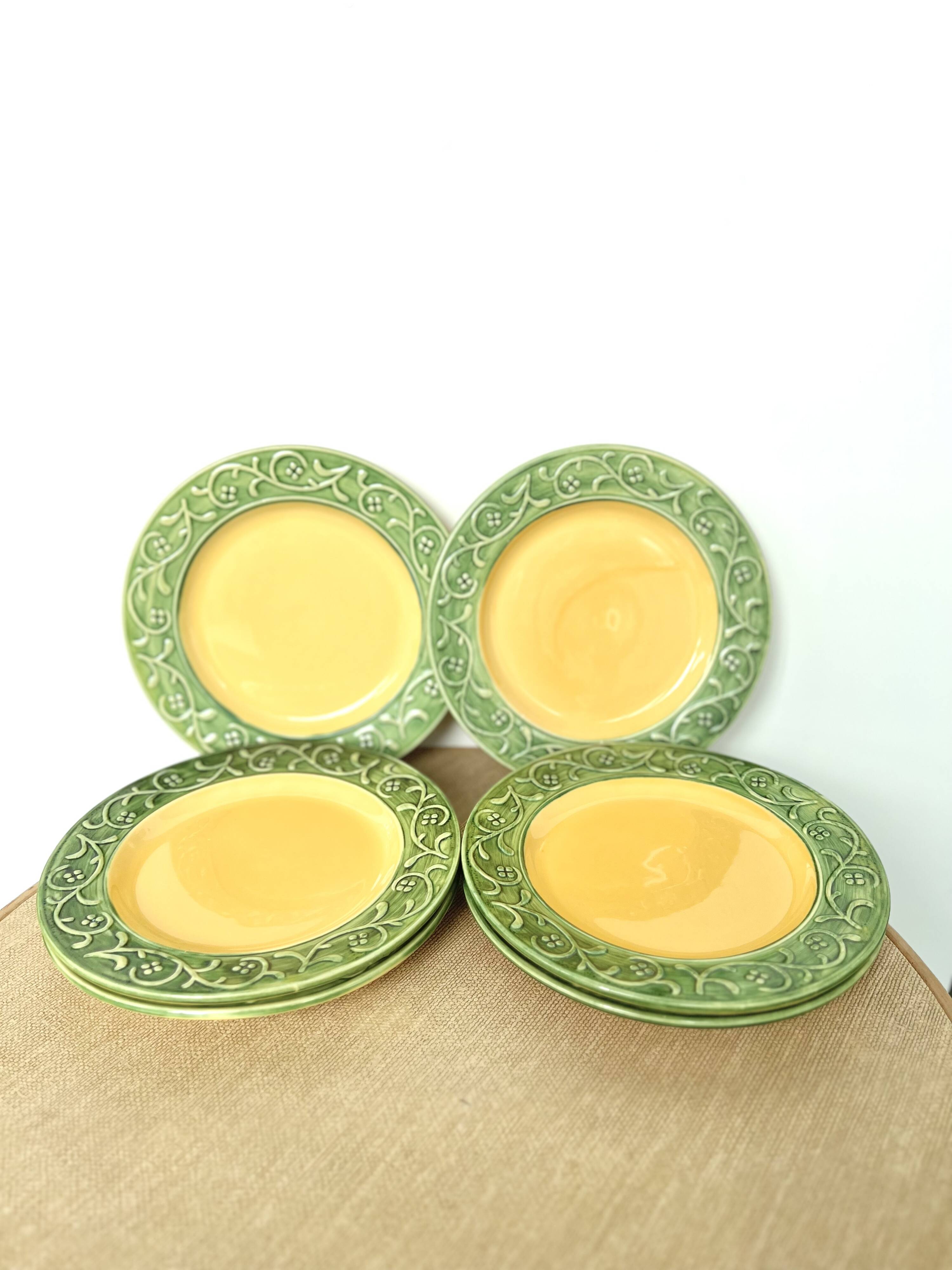 Barbotine frieze dessert plates