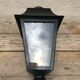 Lampadaire ancien lanterne métal noir + plaques verre années 70 vintage
