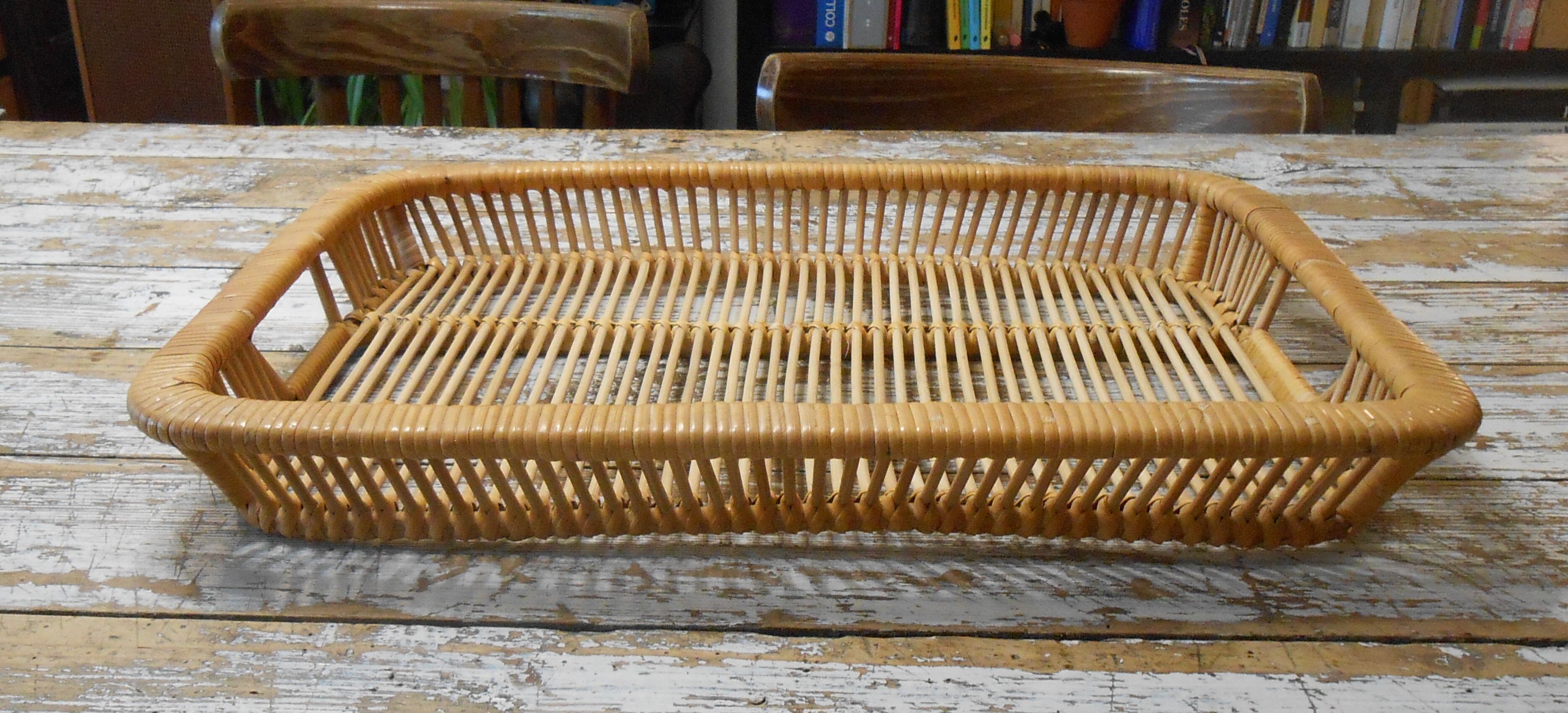 Vintage rattan tray
