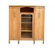 Asymmetrical Art Deco glass-fronted Parisian wardrobe in raw oak, 1930.