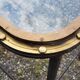 Table with an old ship porthole in brass and a metal base / 110 x 70 x 76 cm