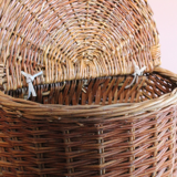 Large unique old French basket in rattan with handmade compartments of artisanal manufacture