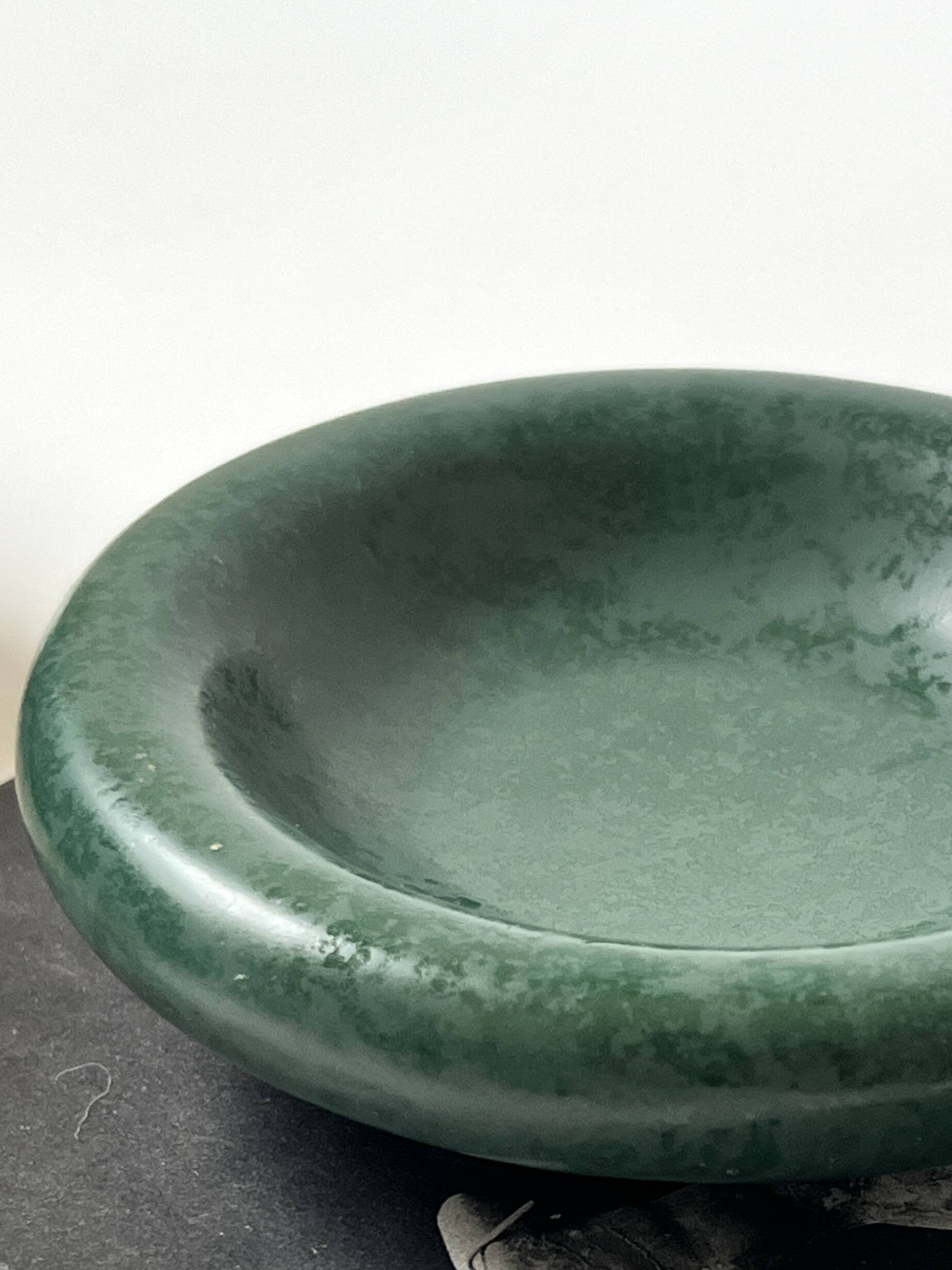 Ashtray / round ceramic catchall in emerald green.
