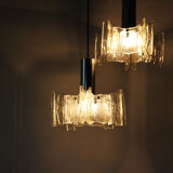 Kaiser ice glass hanging lamp 1970