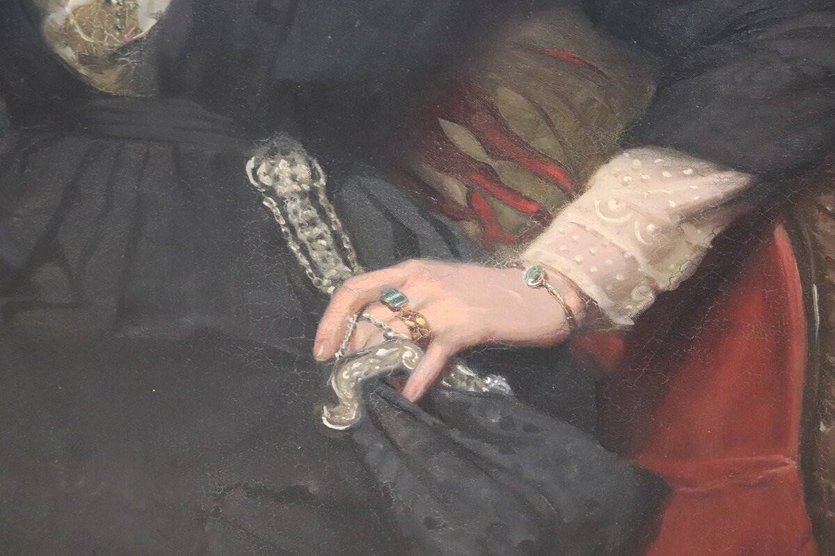 Large oil painting on canvas, portrait of a lady, signed and dated 1913