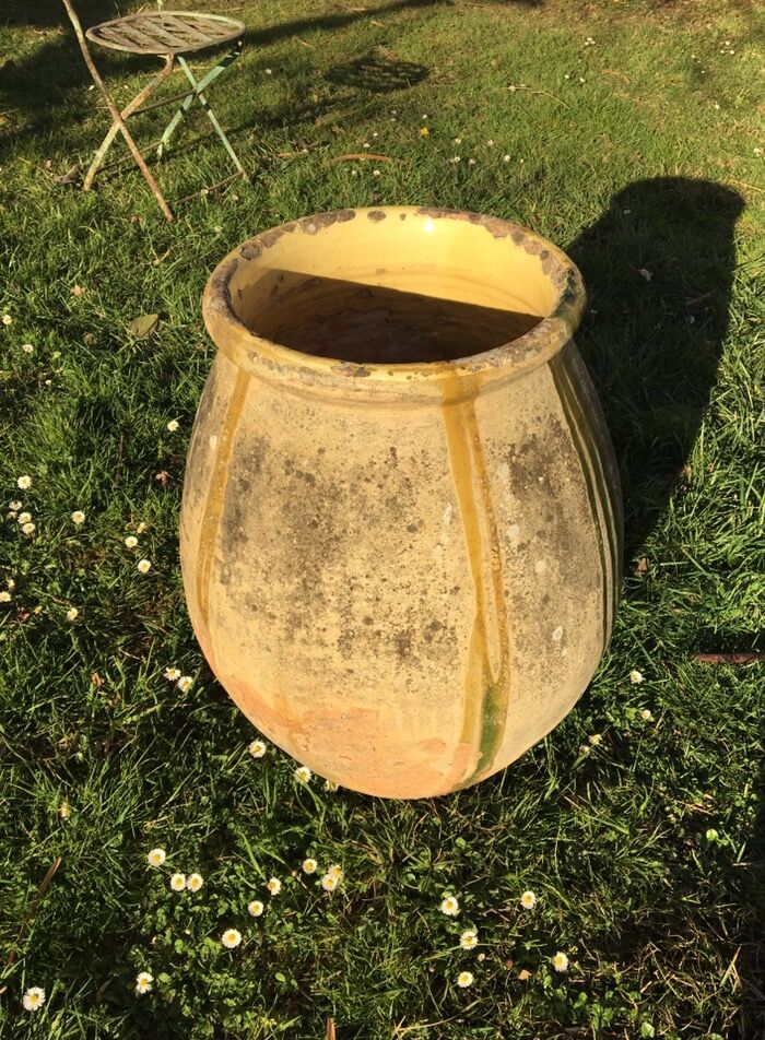 Large old glazed jar in the South of france