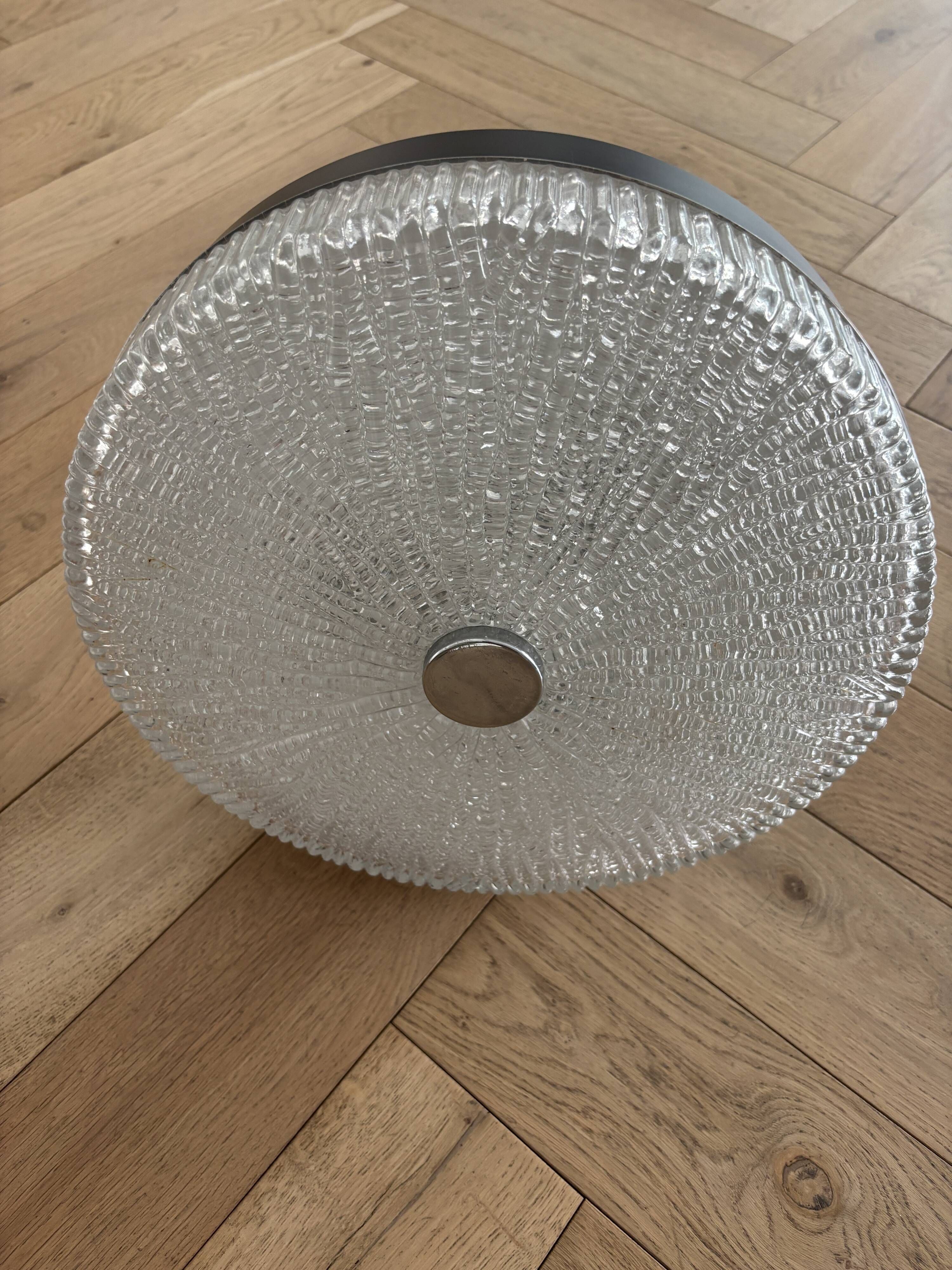 Kaiser Leuchten Mid-Century Pressed Glass Pendant Lamp, Germany, 1960s