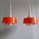 Pair of Scandinavian brushed aluminium pendants, 1960s