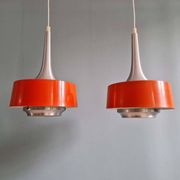 Paire de suspensions scandinaves en aluminium brossé, années 60