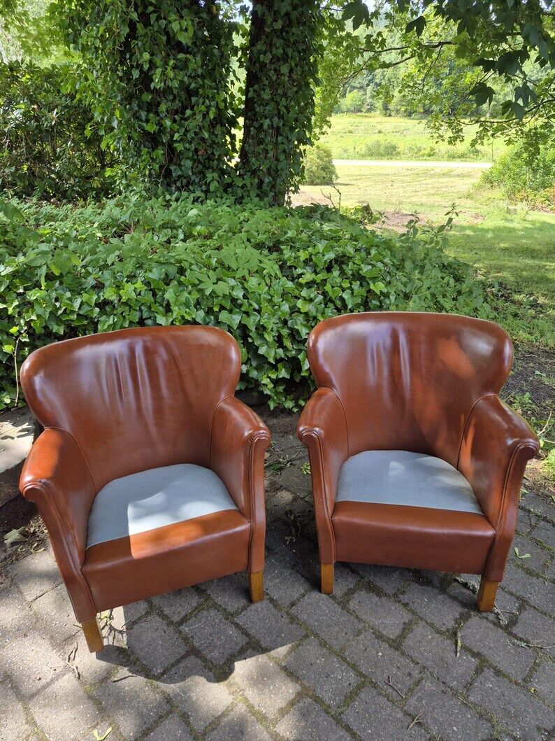Chaises longues en cuir, design danois. Style urbain moderne.