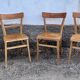 Série de 4 chaises en hêtre bois clair vintage