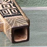 Modernist ceramic vase, signed, with incised geometric tribal decoration.